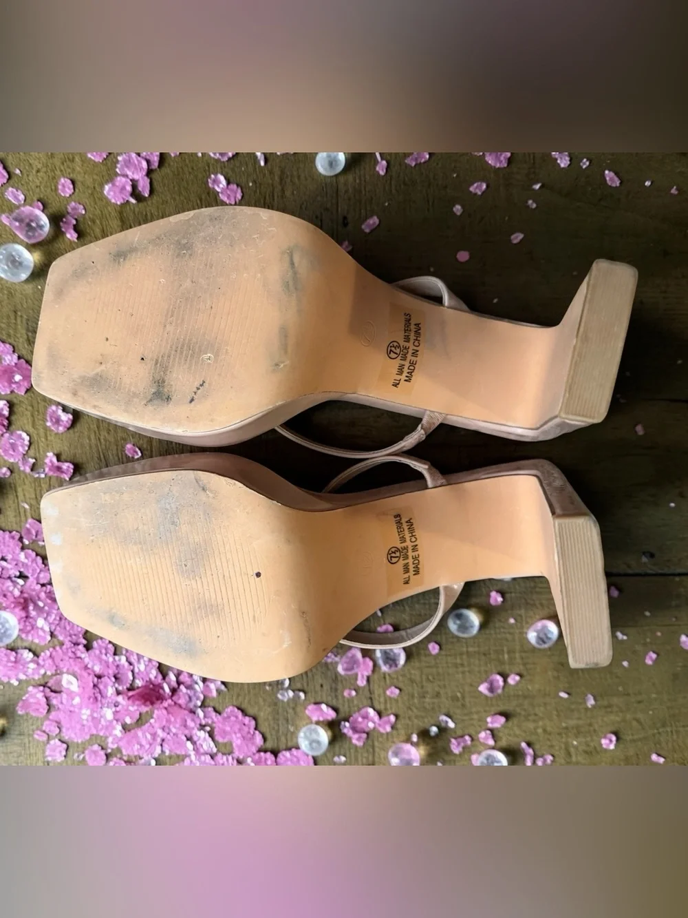 Lulu's Blush Nude Platform High Heel Sandals